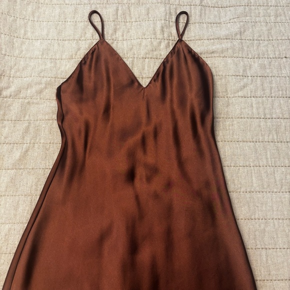 Zara Copper Satin Dress. Size XS. - Picture 4 of 11